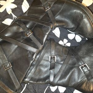 Arturo Chiang Black Eliseo Leather Knee High Riding Boots Strappy